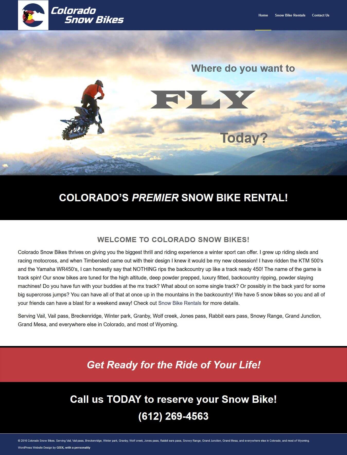 Colorado Snow Bikes - GEEK, with a personality - WordPress Website Design Minneapolis, MN